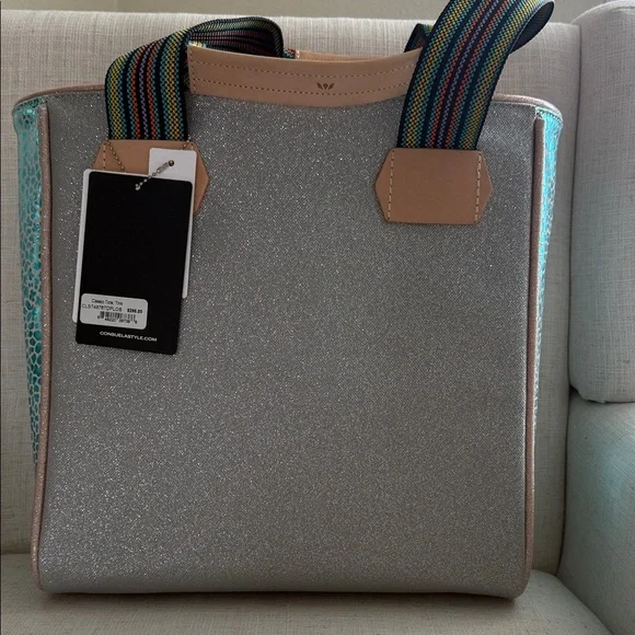 Consuela Silver Floral Tote Bag - Picture 3 of 5